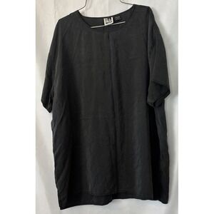 Paul et Duffier Womens 100% Silk Black Vintage Short Sleeve Pullover Shirt M